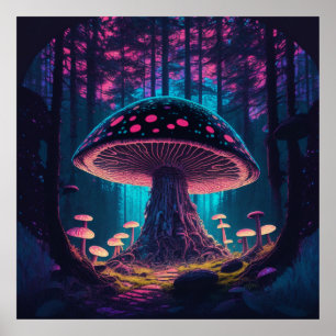 Eerie Magical Giant Toadstol im Wald Poster