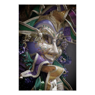 Eerie Mardi Gras Mask Poster