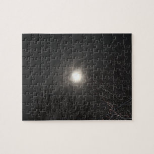 Eerie Moon in Clouds Puzzle