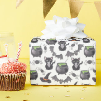 Eerie Night Spooky Hexenkatze Halloween Muster Geschenkpapier