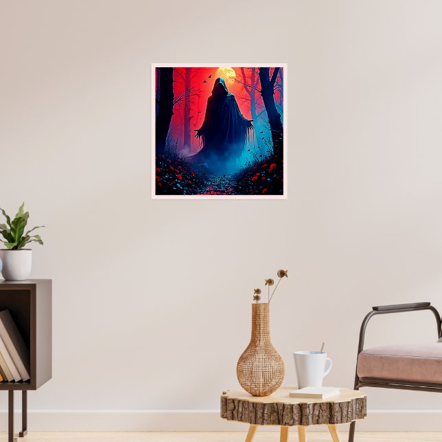 Eerie Shadow in Crimson Woods Design Poster (Wohnzimmer 3)