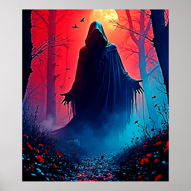 Eerie Shadow in Crimson Woods Design Poster (Vorne)