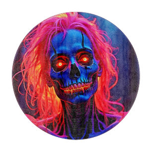 Eerie Skeleton mit rosa Haarentwerfen Schneidebrett