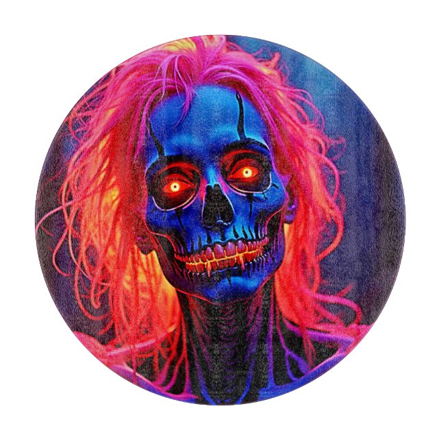Eerie Skeleton mit rosa Haarentwerfen Schneidebrett (Vorderseite)