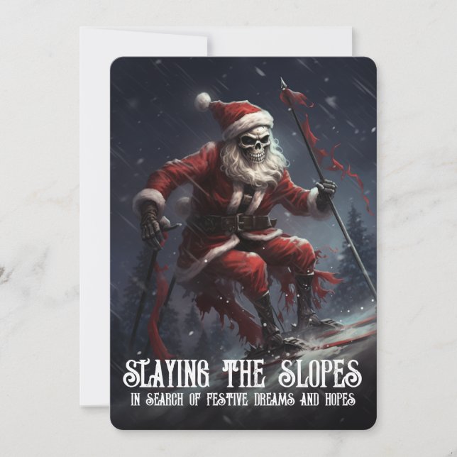 Eerie Skeleton Santa Ski Goth Macabre Weihnachten (Vorderseite)