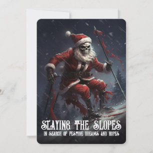 Eerie Skeleton Santa Ski Goth Macabre Weihnachten