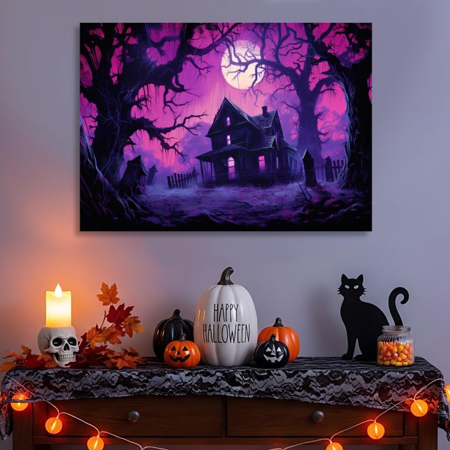 Eerie Spuk Halloween Manor Canvas Print Leinwanddruck (Von Creator hochgeladen)