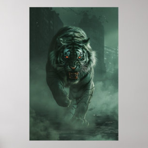 Eerie Tiger Zombies Personification Poster