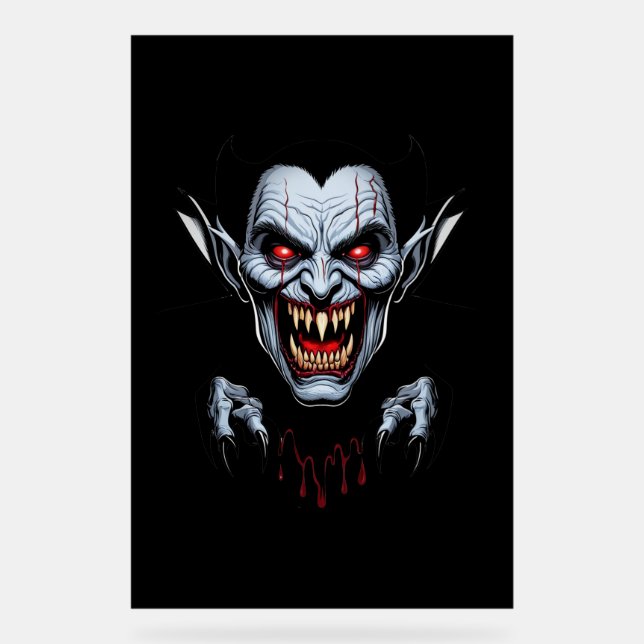 Eerie Vampire Face Akryllisches Zeichen Acrylschild (Vorderseite)