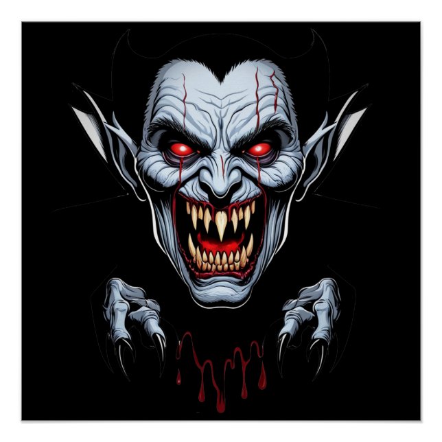Eerie Vampire Face Glossy Poster (Vorderseite)