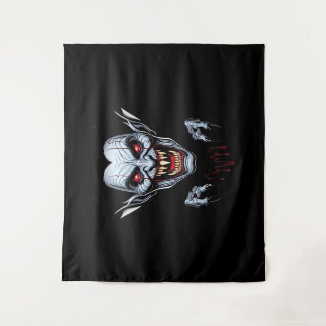 Eerie Vampire Face Tapestry Wandteppich (Vorderseite)