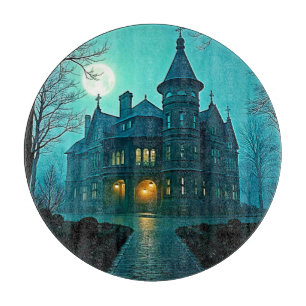 Eerie Viktorianisch Mansion Moonlight Schneidebrett