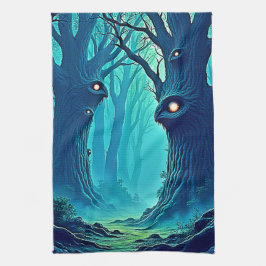 Eerie Woodland Eyes Geschirrtuch
