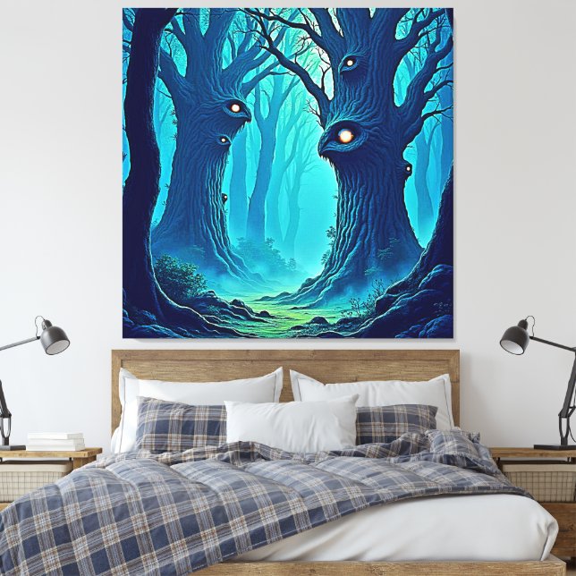 Eerie Woodland Eyes Leinwanddruck (Insitu (Schlafzimmer))
