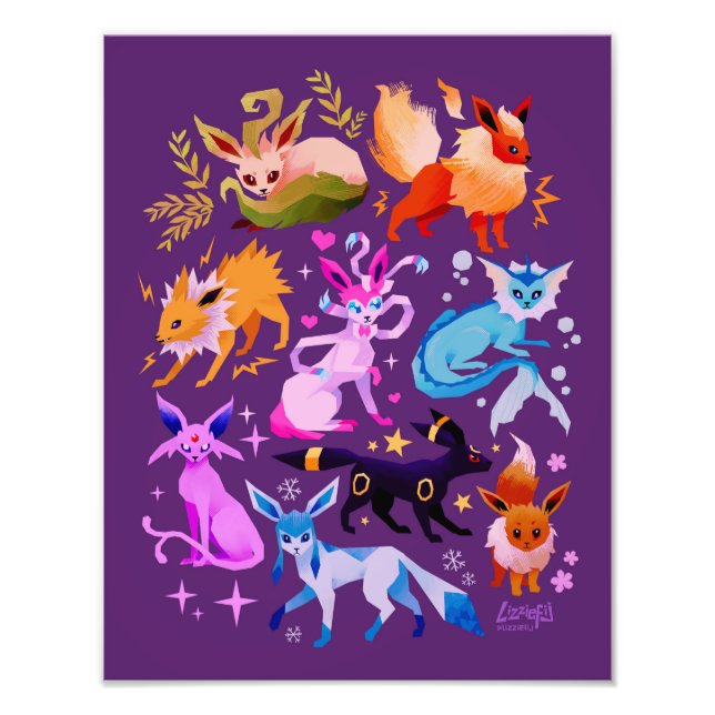 Eeveelutions dark purple print fotodruck (Vorne)