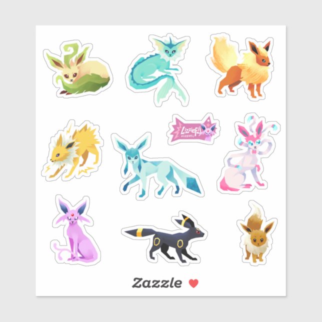 Eeveelutions sticker set (Blatt)