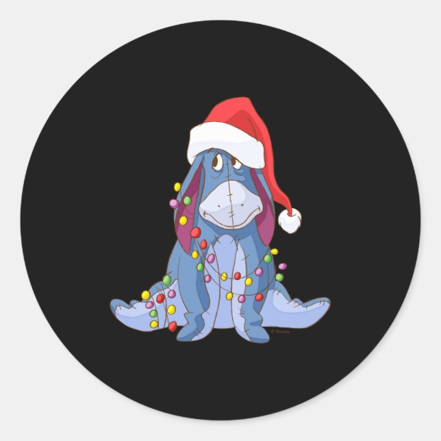 Eeyore Santa Claus  Runder Aufkleber (Vorderseite)