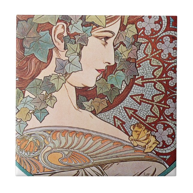 Efeu Art Nouveau Fliese (Vorderseite)
