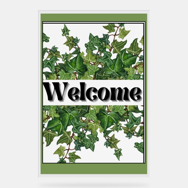 Efeu auf dem Hochzeitszeichen Acrylschild (Vorderseite)