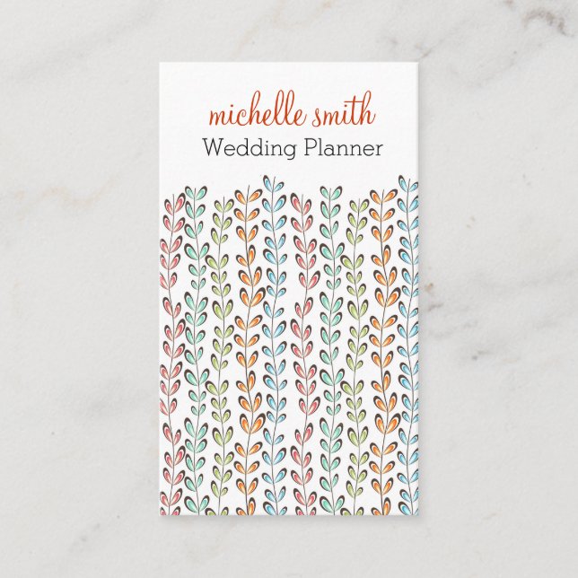 Efeu-Blätter aus Girly Pastellfarben Hochzeitsplan Visitenkarte (Vorderseite)
