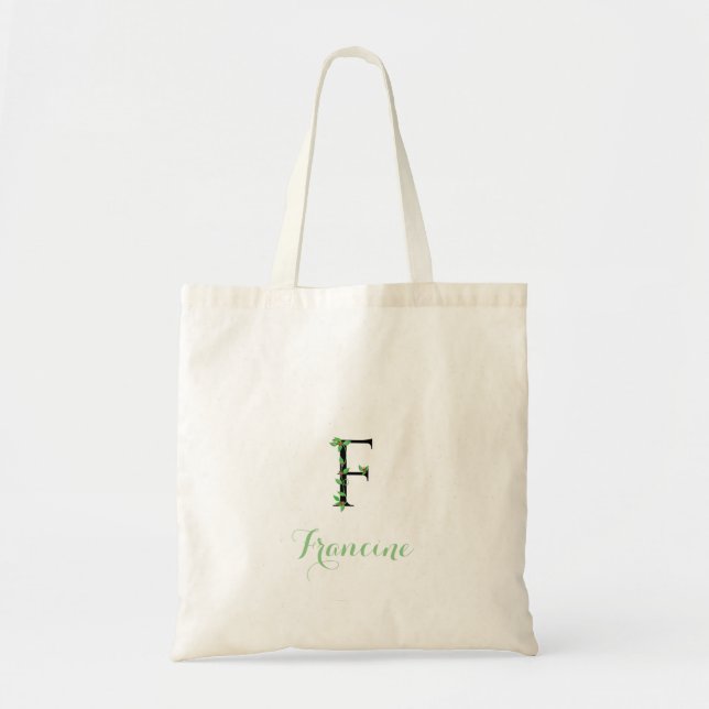 Efeu-Design auf Monogramm F-Tasche Tragetasche (Vorne)