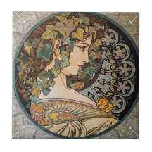 Efeu-Haar-Mädchen-Gemälde von Alphonse Mucha