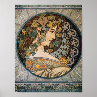 Efeu-Haar-Mädchen-Gemälde von Alphonse Mucha