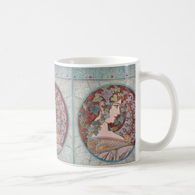 Efeu-Kunst Nouveau Kaffee-Tasse Alphonse Mucha Kaffeetasse (Rechts)