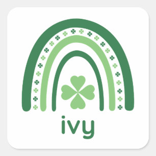Efeu Name Clover Boho Rainbow Quadratischer Aufkleber