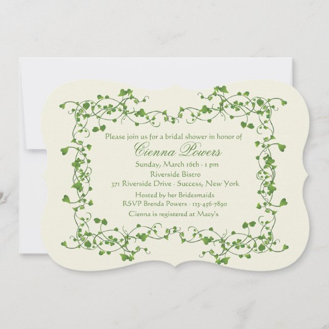 Efeu-Rahmen-Brautparty-Einladung Einladung (Vorderseite)