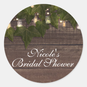 Efeu-u. Schnur-Licht-Maurer-Glas-rustikales Runder Aufkleber