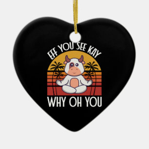 Eff Sie sehen Kay Warum Oh Sie lustig süße Kuh Vin Keramik Ornament