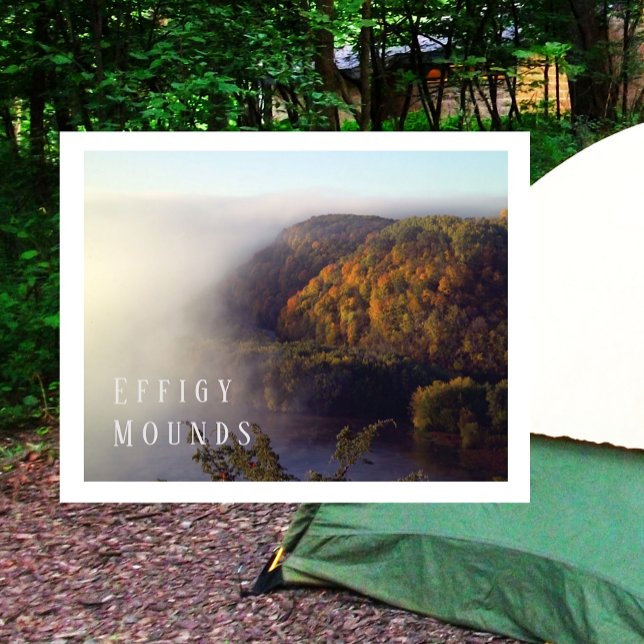 Effigy Mounds, Mississippi Overlook, Foggy, Herbst Postkarte (Von Creator hochgeladen)