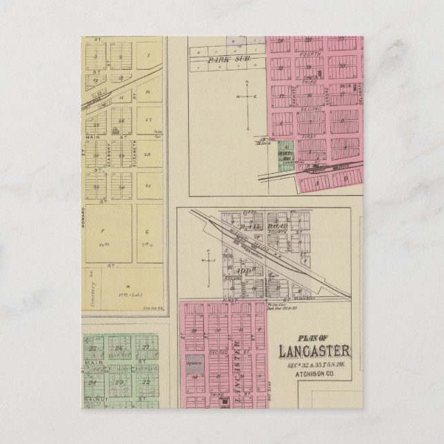 Effingham, Muscotah, Lancaster, Kansas Postkarte (Vorderseite)
