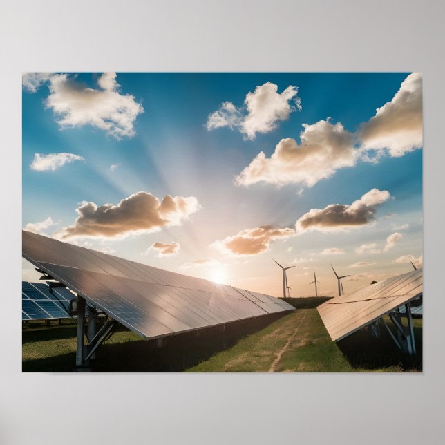 Effiziente Solarmodule mit Blue Sky-Hintergrund Poster (Vorne)
