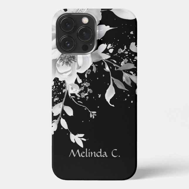Efforless Elegance Black & White Floral iPhone Hülle (Rückseite)