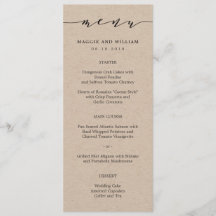 Eforless Script Menu Card Kraft