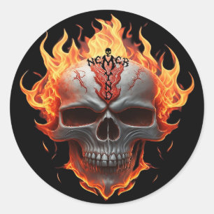 Egal Flaming Skull Metal Rocker Gitarrenkoffer  Runder Aufkleber