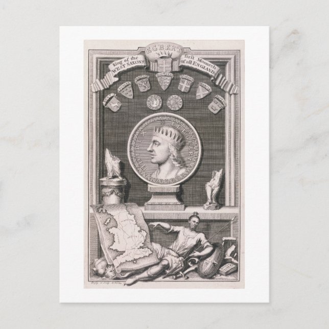 Egbert (d.839) König der Westsächsische, Erster Mo Postkarte (Vorderseite)