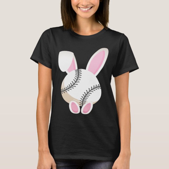Egg Baseball Rabbit Bunny Ears Funny Easter Day Pl T-Shirt (Vorderseite)