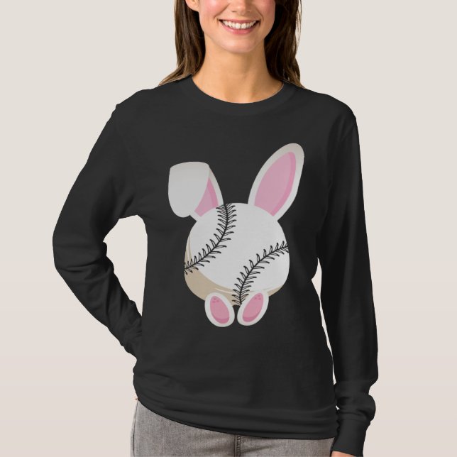 Egg Baseball Rabbit Bunny Ears Funny Easter Day Pl T-Shirt (Vorderseite)