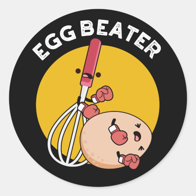 Egg Beater Funny Boxing Pub Dark BG Runder Aufkleber (Vorderseite)