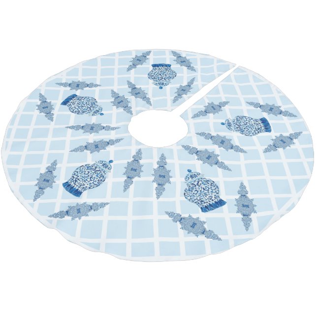 Egg Blue Chinoiserie Ginger Jar Jars   Polyester Weihnachtsbaumdecke (Schrägansicht)