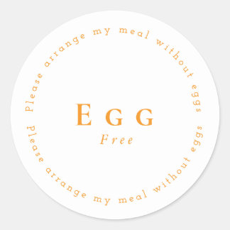 Egg-Free Request Sticker, White - Orange Runder Aufkleber