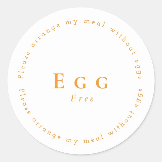 Egg-Free Request Sticker, White - Orange Runder Aufkleber (Vorderseite)