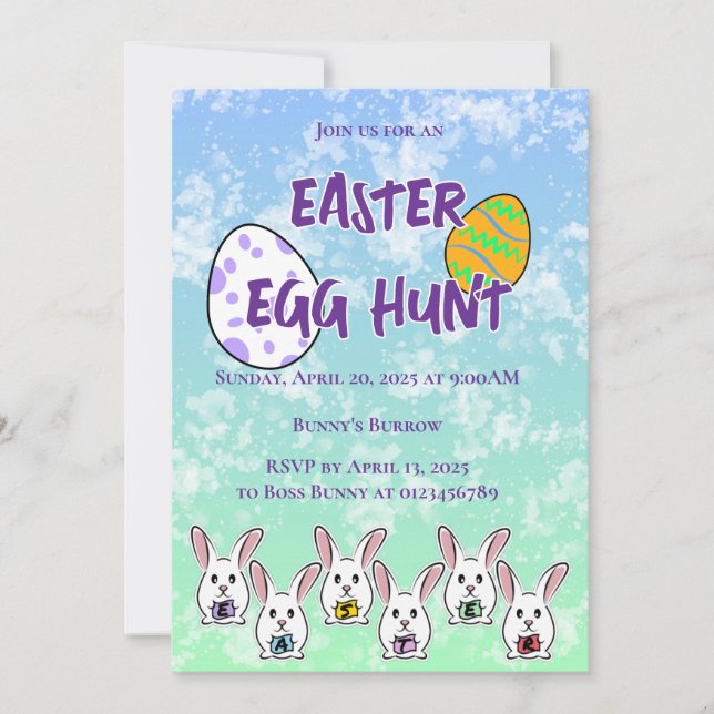 Egg Gestaltete Osterkaninchen Einladung (Vorderseite)