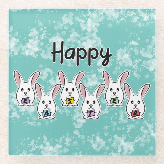 Egg Gestaltete Osterkaninchen Glasuntersetzer (Vorderseite)