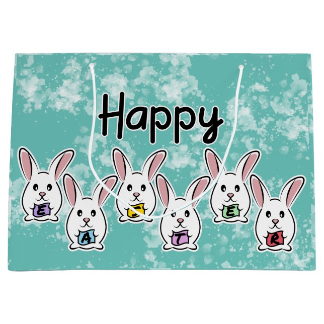 Egg Gestaltete Osterkaninchen Große Geschenktüte (Vorderseite)