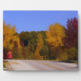 Egg Hafen, WI Herbstsaison mit Trolley Car Fotoplatte