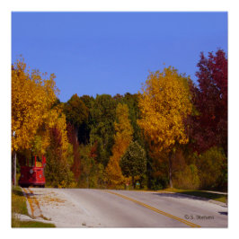 Egg Hafen, WI Herbstsaison mit Trolley Car Poster